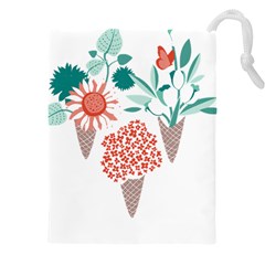 Flowers T- Shirt Midsummer I Scream Flower Cones    Print    Green Aqua And Orange Flowers Bouquets Drawstring Pouch (4xl) by ZUXUMI