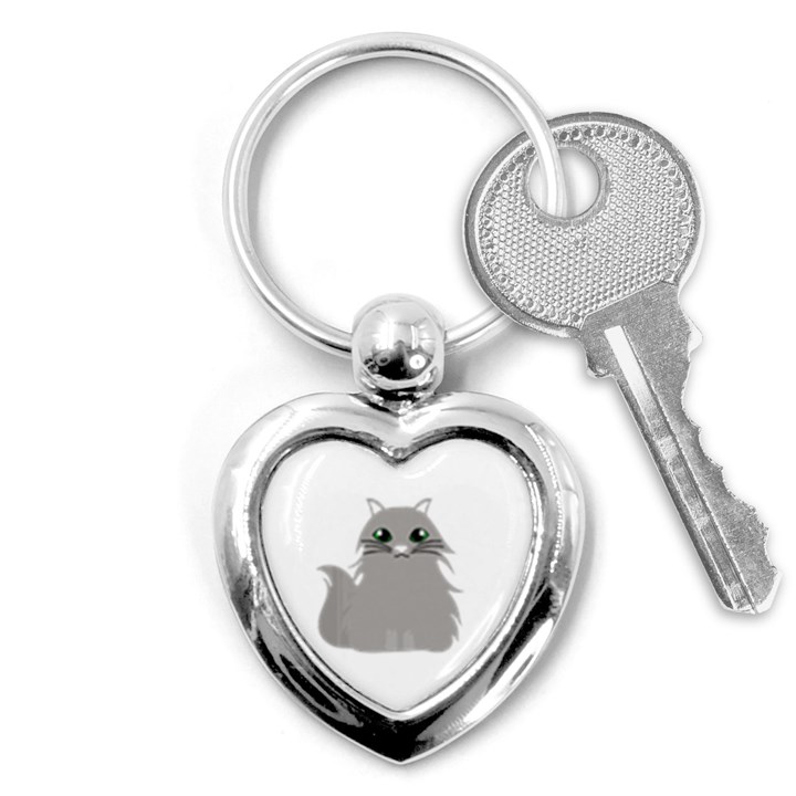 Persian Cat T-shirtwhite Look Calm Persian Cat 09 T-shirt Key Chain (Heart)