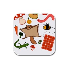 Forest Friends T- Shirt Cottage Friends Post 2 T- Shirt Rubber Square Coaster (4 Pack) by ZUXUMI