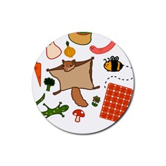 Forest Friends T- Shirt Cottage Friends Post 2 T- Shirt Rubber Coaster (round) by ZUXUMI