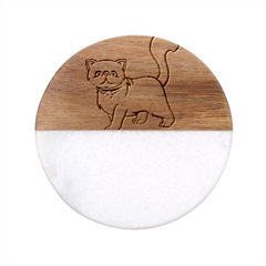 Persian Cat T-shirtwhite Look Calm Persian Cat 19 T-shirt (1) Classic Marble Wood Coaster (round) 