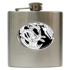 Fossil T- Shirt Armadillo Fossil X Inktober 22 - Black Design T- Shirt Hip Flask (6 Oz) by ZUXUMI