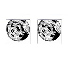 Fossil T- Shirt Armadillo Fossil X Inktober 22 - Black Design T- Shirt Cufflinks (square) by ZUXUMI