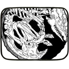 Fossil T- Shirt Armadillo Fossil X Inktober 22 - Black Design T- Shirt Two Sides Fleece Blanket (mini) by ZUXUMI