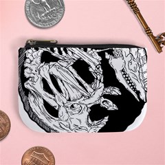 Fossil T- Shirt Armadillo Fossil X Inktober 22 - Black Design T- Shirt Mini Coin Purse by ZUXUMI