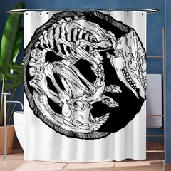 Fossil T- Shirt Armadillo Fossil X Inktober 22 - Black Design T- Shirt Shower Curtain 60  X 72  (medium)  by ZUXUMI