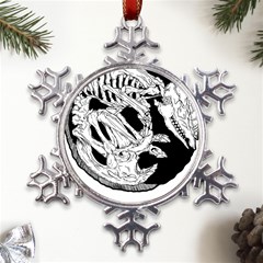 Fossil T- Shirt Armadillo Fossil X Inktober 22 - Black Design T- Shirt Metal Large Snowflake Ornament by ZUXUMI