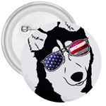 Fourth Of July T- Shirt Patriotic Husky T- Shirt 3  Buttons Front