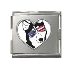 Fourth Of July T- Shirt Patriotic Husky T- Shirt Mega Link Heart Italian Charm (18mm)