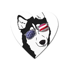 Fourth Of July T- Shirt Patriotic Husky T- Shirt Heart Magnet by ZUXUMI