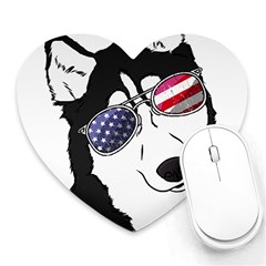 Fourth Of July T- Shirt Patriotic Husky T- Shirt Heart Mousepad by ZUXUMI