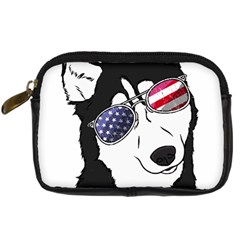 Fourth Of July T- Shirt Patriotic Husky T- Shirt Digital Camera Leather Case by ZUXUMI