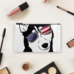 Fourth Of July T- Shirt Patriotic Husky T- Shirt Cosmetic Bag (small) by ZUXUMI