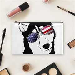 Fourth Of July T- Shirt Patriotic Husky T- Shirt Cosmetic Bag (medium) by ZUXUMI