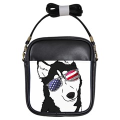 Fourth Of July T- Shirt Patriotic Husky T- Shirt Girls Sling Bag by ZUXUMI