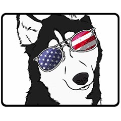 Fourth Of July T- Shirt Patriotic Husky T- Shirt Fleece Blanket (medium) by ZUXUMI