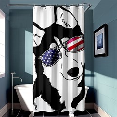 Fourth Of July T- Shirt Patriotic Husky T- Shirt Shower Curtain 36  X 72  (stall)  by ZUXUMI