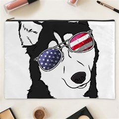 Fourth Of July T- Shirt Patriotic Husky T- Shirt Cosmetic Bag (xxxl) by ZUXUMI