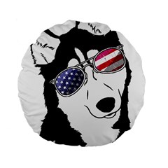 Fourth Of July T- Shirt Patriotic Husky T- Shirt Standard 15  Premium Round Cushions by ZUXUMI