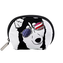 Fourth Of July T- Shirt Patriotic Husky T- Shirt Accessory Pouch (small) by ZUXUMI