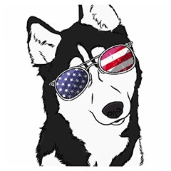 Fourth Of July T- Shirt Patriotic Husky T- Shirt Wooden Puzzle Square by ZUXUMI