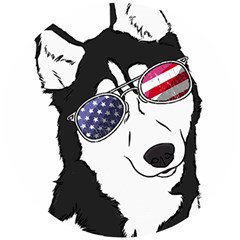 Fourth Of July T- Shirt Patriotic Husky T- Shirt Wooden Puzzle Round by ZUXUMI