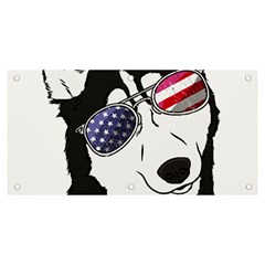 Fourth Of July T- Shirt Patriotic Husky T- Shirt Banner And Sign 6  X 3  by ZUXUMI