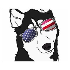 Fourth Of July T- Shirt Patriotic Husky T- Shirt Premium Plush Fleece Blanket (medium) by ZUXUMI