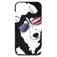 Fourth Of July T- Shirt Patriotic Husky T- Shirt Iphone 14 Black Uv Print Case by ZUXUMI