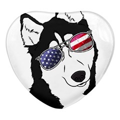 Fourth Of July T- Shirt Patriotic Husky T- Shirt Heart Glass Fridge Magnet (4 Pack) by ZUXUMI