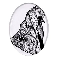 Fowl T- Shirt Fowl Play X Inktober 22 T- Shirt Oval Glass Fridge Magnet (4 Pack) by ZUXUMI