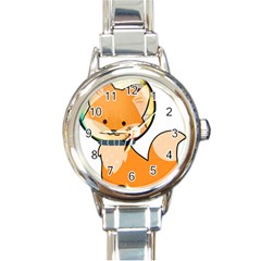 Fox T- Shirt Kawaii Astronaut Fox T- Shirt Round Italian Charm Watch by ZUXUMI