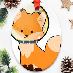 Fox T- Shirt Kawaii Astronaut Fox T- Shirt Ornament (oval) by ZUXUMI