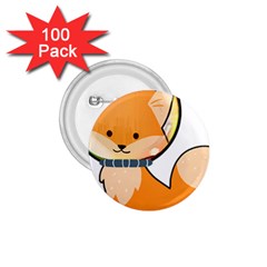 Fox T- Shirt Kawaii Astronaut Fox T- Shirt 1 75  Buttons (100 Pack)  by ZUXUMI