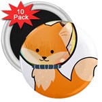 Fox T- Shirt Kawaii Astronaut Fox T- Shirt 3  Magnets (10 pack)  Front