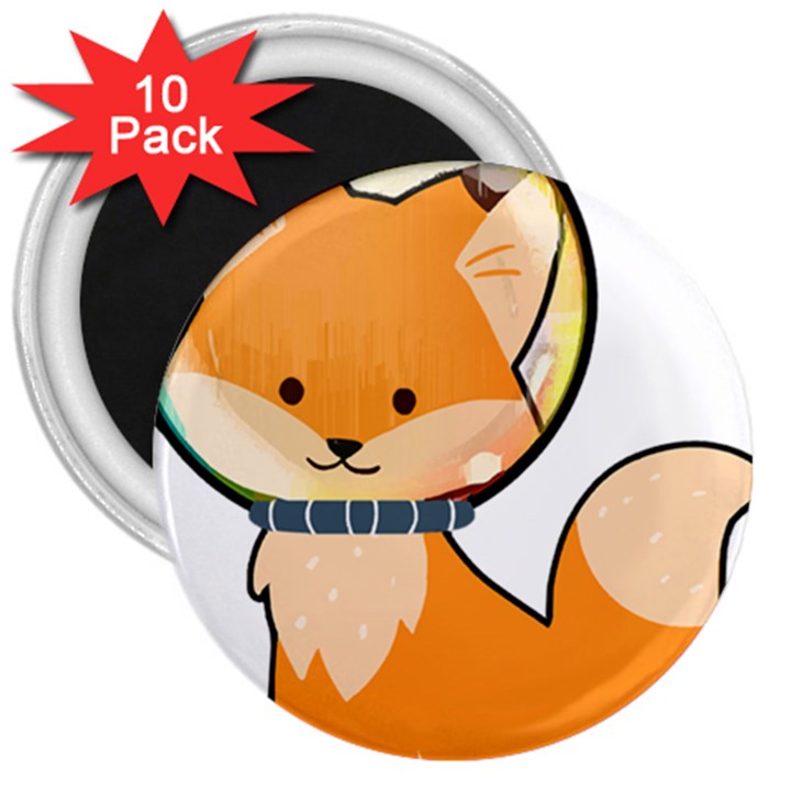 Fox T- Shirt Kawaii Astronaut Fox T- Shirt 3  Magnets (10 pack) 