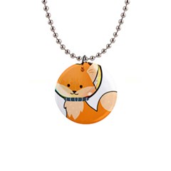 Fox T- Shirt Kawaii Astronaut Fox T- Shirt 1  Button Necklace by ZUXUMI