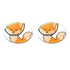 Fox T- Shirt Kawaii Astronaut Fox T- Shirt Cufflinks (oval) by ZUXUMI