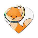 Fox T- Shirt Kawaii Astronaut Fox T- Shirt Dog Tag Heart (One Side) Front