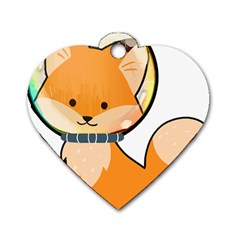 Fox T- Shirt Kawaii Astronaut Fox T- Shirt Dog Tag Heart (two Sides) by ZUXUMI