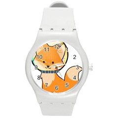 Fox T- Shirt Kawaii Astronaut Fox T- Shirt Round Plastic Sport Watch (m) by ZUXUMI