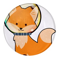 Fox T- Shirt Kawaii Astronaut Fox T- Shirt Round Glass Fridge Magnet (4 Pack) by ZUXUMI