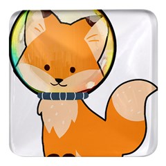 Fox T- Shirt Kawaii Astronaut Fox T- Shirt Square Glass Fridge Magnet (4 Pack) by ZUXUMI