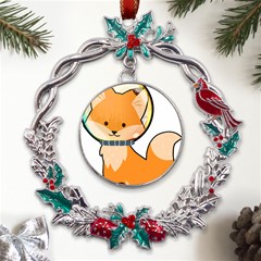 Fox T- Shirt Kawaii Astronaut Fox T- Shirt Metal X mas Wreath Holly Leaf Ornament by ZUXUMI