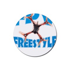 Fpv Freestyle T- Shirt F P V Freestyle Drone Racing Drawing Artwork T- Shirt (1) Rubber Round Coaster (4 Pack) by ZUXUMI