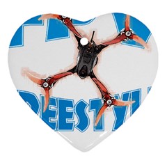 Fpv Freestyle T- Shirt F P V Freestyle Drone Racing Drawing Artwork T- Shirt (1) Heart Ornament (two Sides) by ZUXUMI