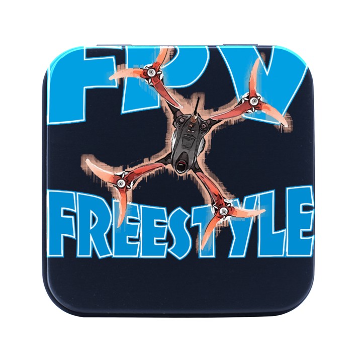 Fpv Freestyle T- Shirt F P V Freestyle Drone Racing Drawing Artwork T- Shirt (1) Square Metal Box (Black)