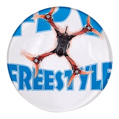 Fpv Freestyle T- Shirt F P V Freestyle Drone Racing Drawing Artwork T- Shirt (1) Round Glass Fridge Magnet (4 Pack) by ZUXUMI