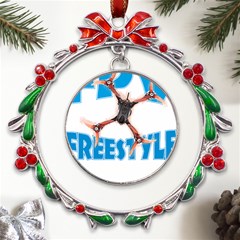 Fpv Freestyle T- Shirt F P V Freestyle Drone Racing Drawing Artwork T- Shirt (1) Metal X mas Wreath Ribbon Ornament by ZUXUMI