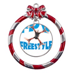 Fpv Freestyle T- Shirt F P V Freestyle Drone Racing Drawing Artwork T- Shirt (1) Metal Red Ribbon Round Ornament by ZUXUMI